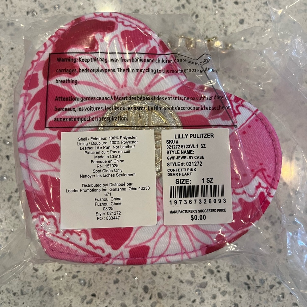 NWT/GWP Lilly Pulitzer Heart Jewelry Case